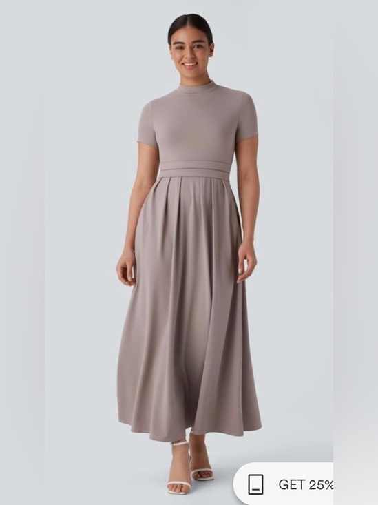 HALARA Dresses & Skirts - Women's Taupe Maxi Dress - Elegant Flowing Design